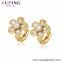 96205 xuping joyas 24k chapado en oro zircon piedra flor bebé pendiente